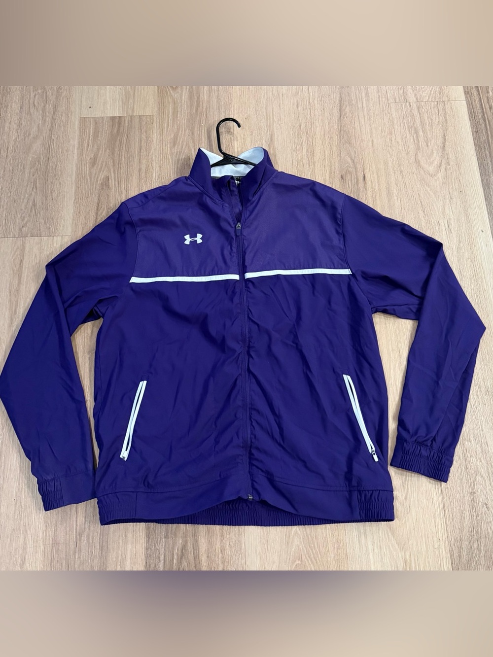 Under Armour Men's Loose Purple Full-Zip Windbreaker Performance Jacket size XL